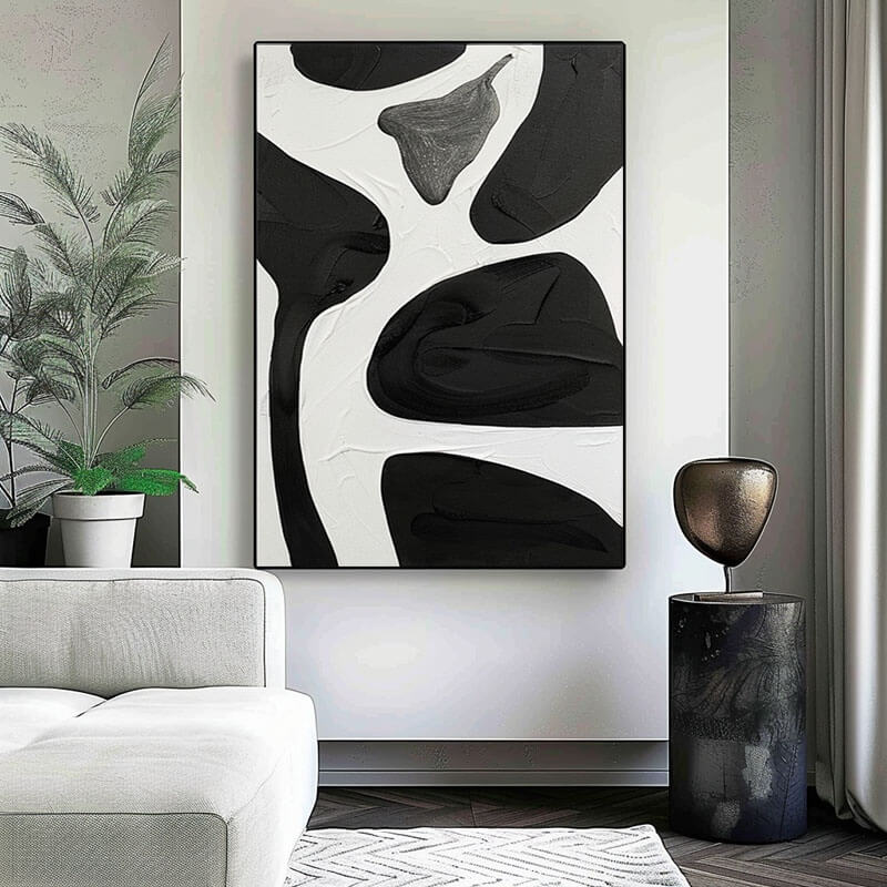 Wabi Sabi Wall Art | Textured Black & White Abstract #AA 161