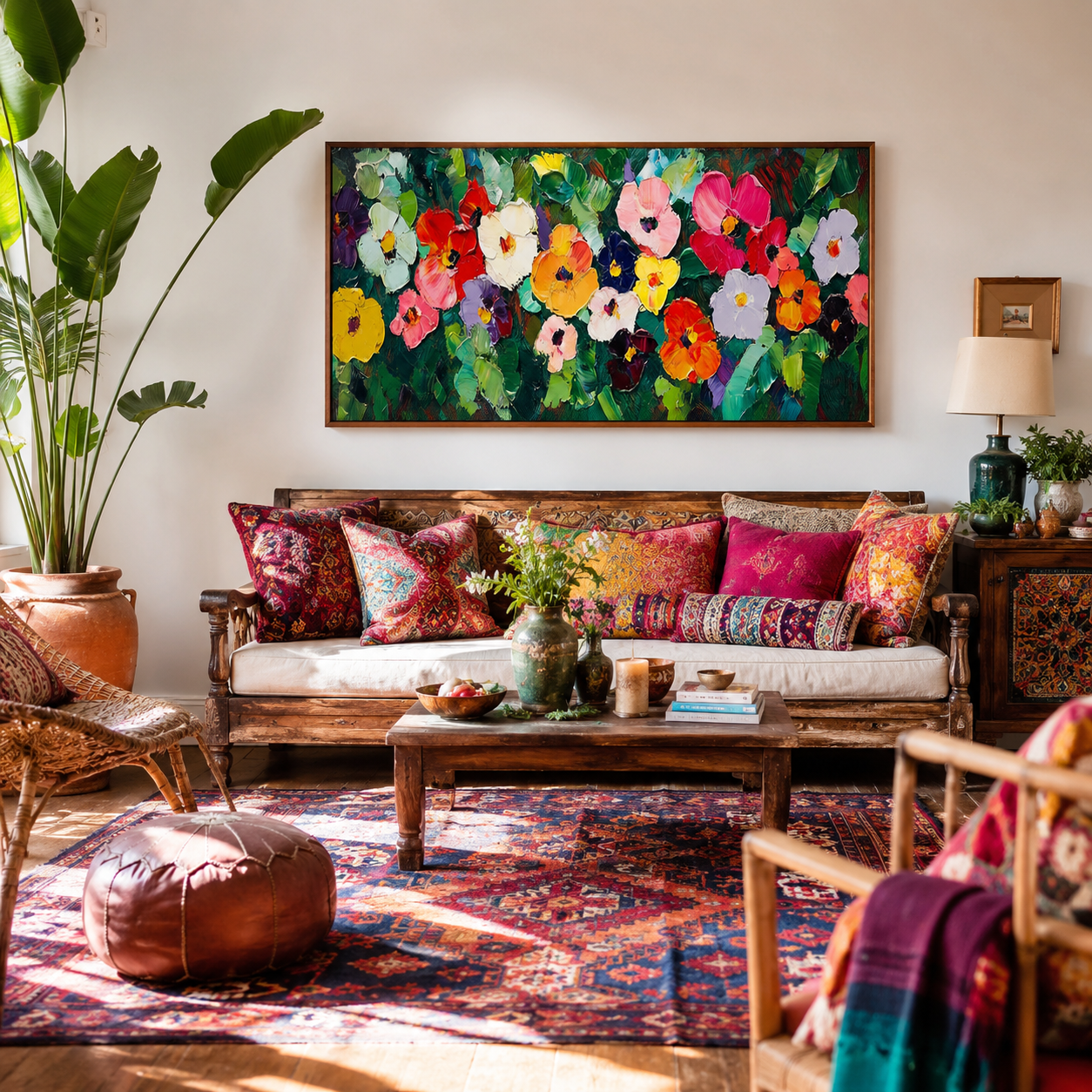 Wildflower Symphony – Colorful Textured Floral Wall Art