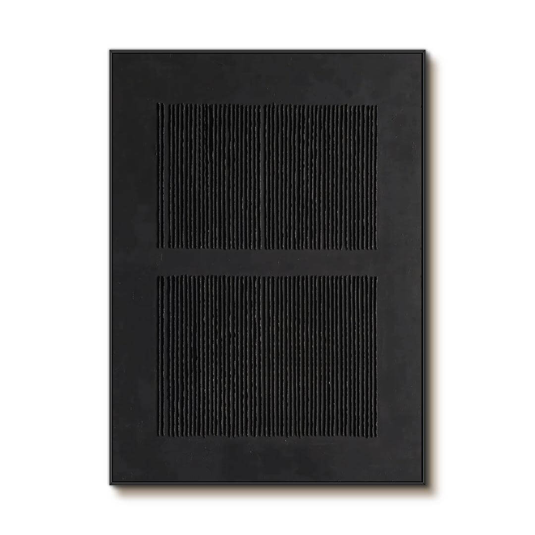 Textured 3D Black Abstract Art | Minimalist Plaster Painting #AA 162