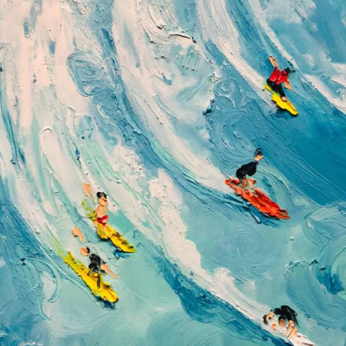 Modern Coastal Wall Art | Large 3D Surfing Wave Painting #AA 237