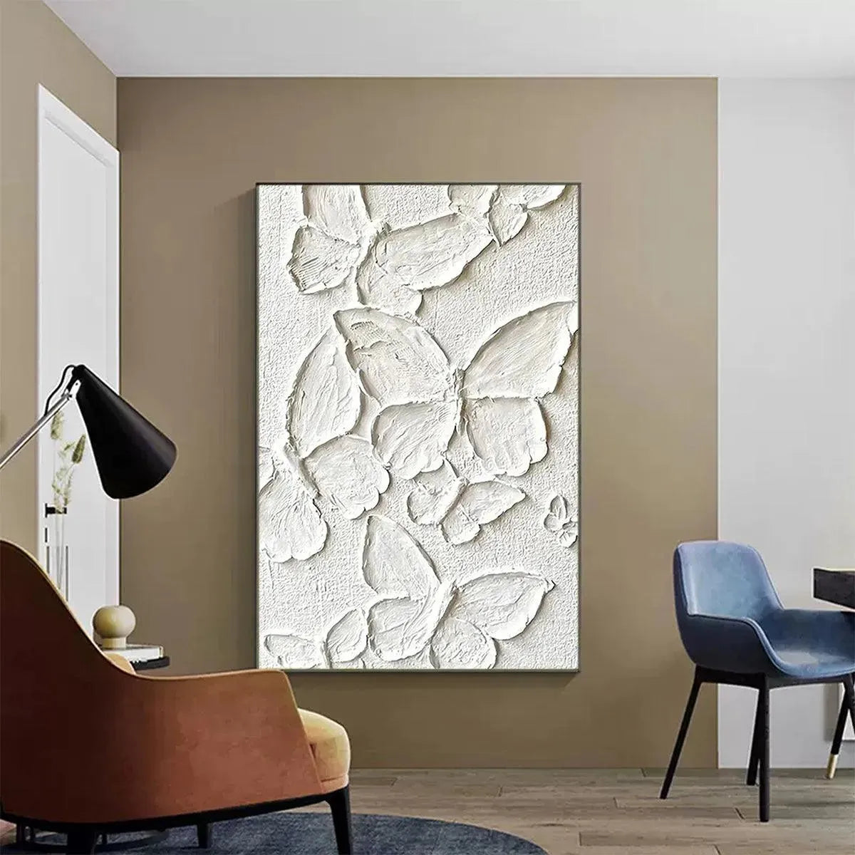 Textured White Butterfly Painting | Large 3D Wall Art Decor #ZZ 239
