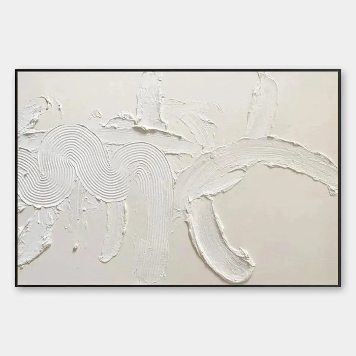 Combed Plaster Art Canvas | Modern Textured White Painting #AA 106