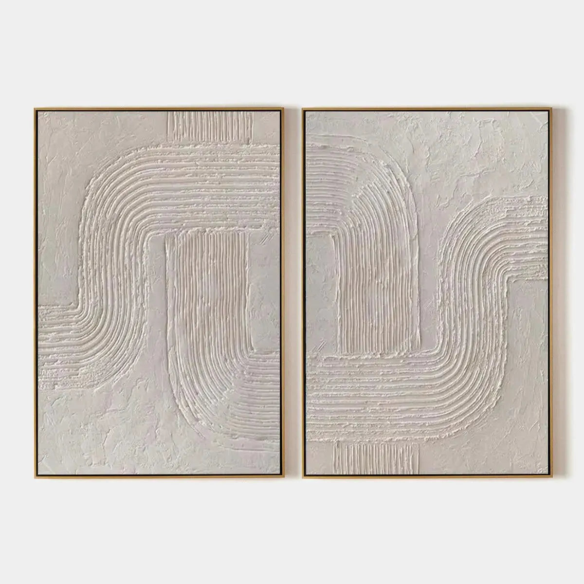 Textured 3D Abstract Diptych | Set of 2 White Wall Art #AA 105