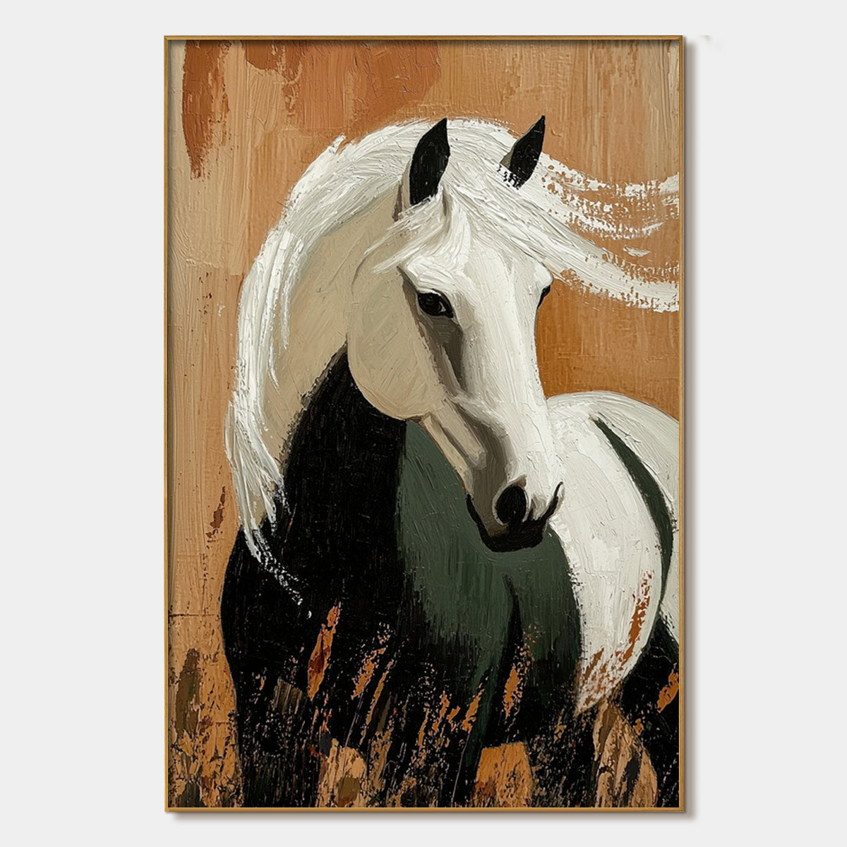 Majestic White Horse Painting | Modern Animal Wall Art #AA 180