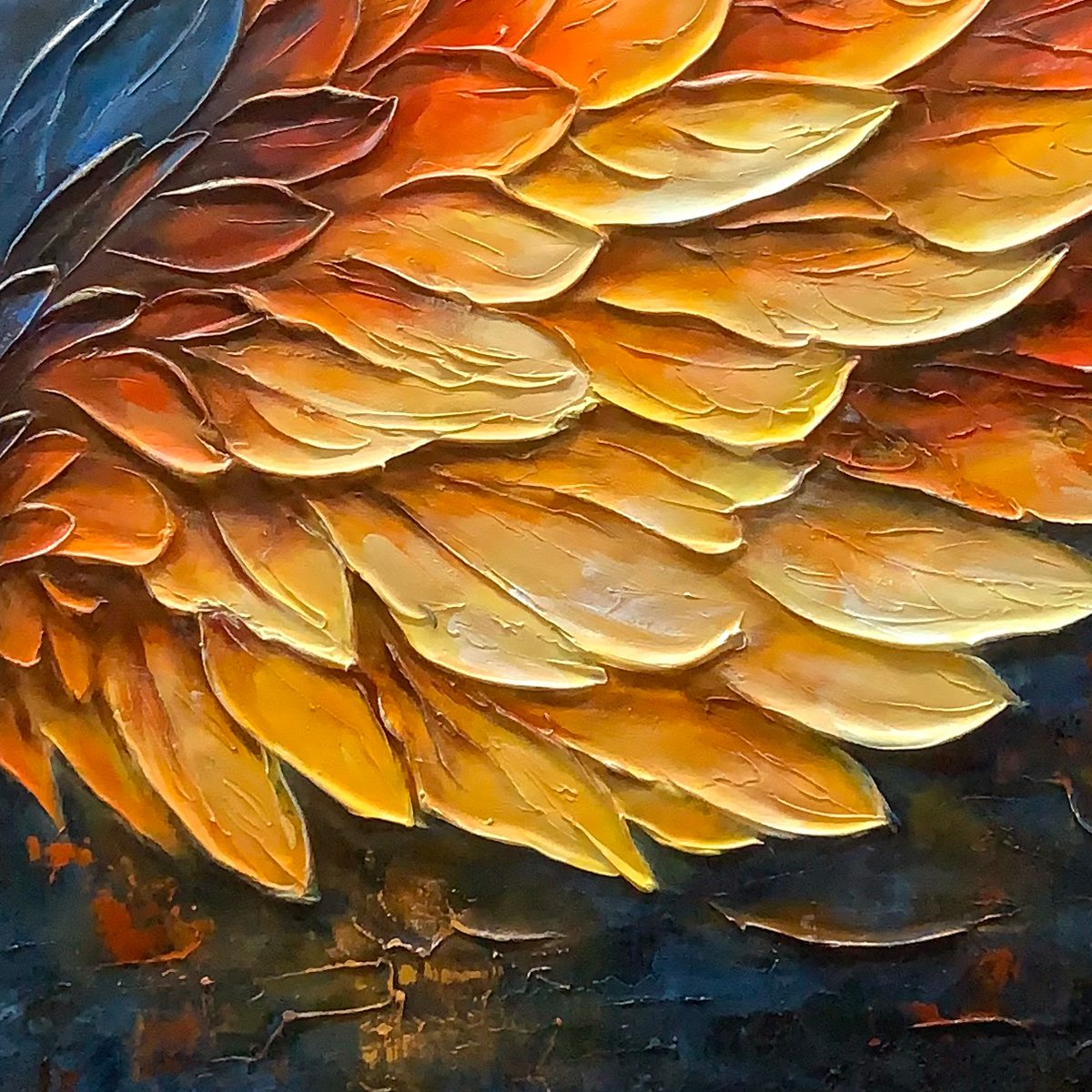 Abstract Phoenix Wings Painting | Fire and Ice Textured Art #AA 182
