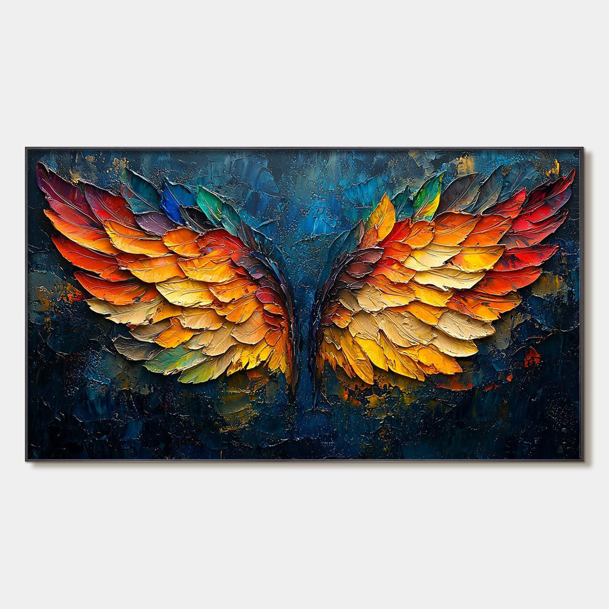 Abstract Phoenix Wings Painting | Fire and Ice Textured Art #AA 182