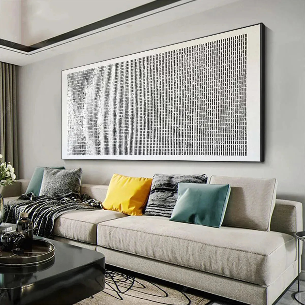 Combed Plaster Art Canvas | Modern Textured White Painting #AA 107