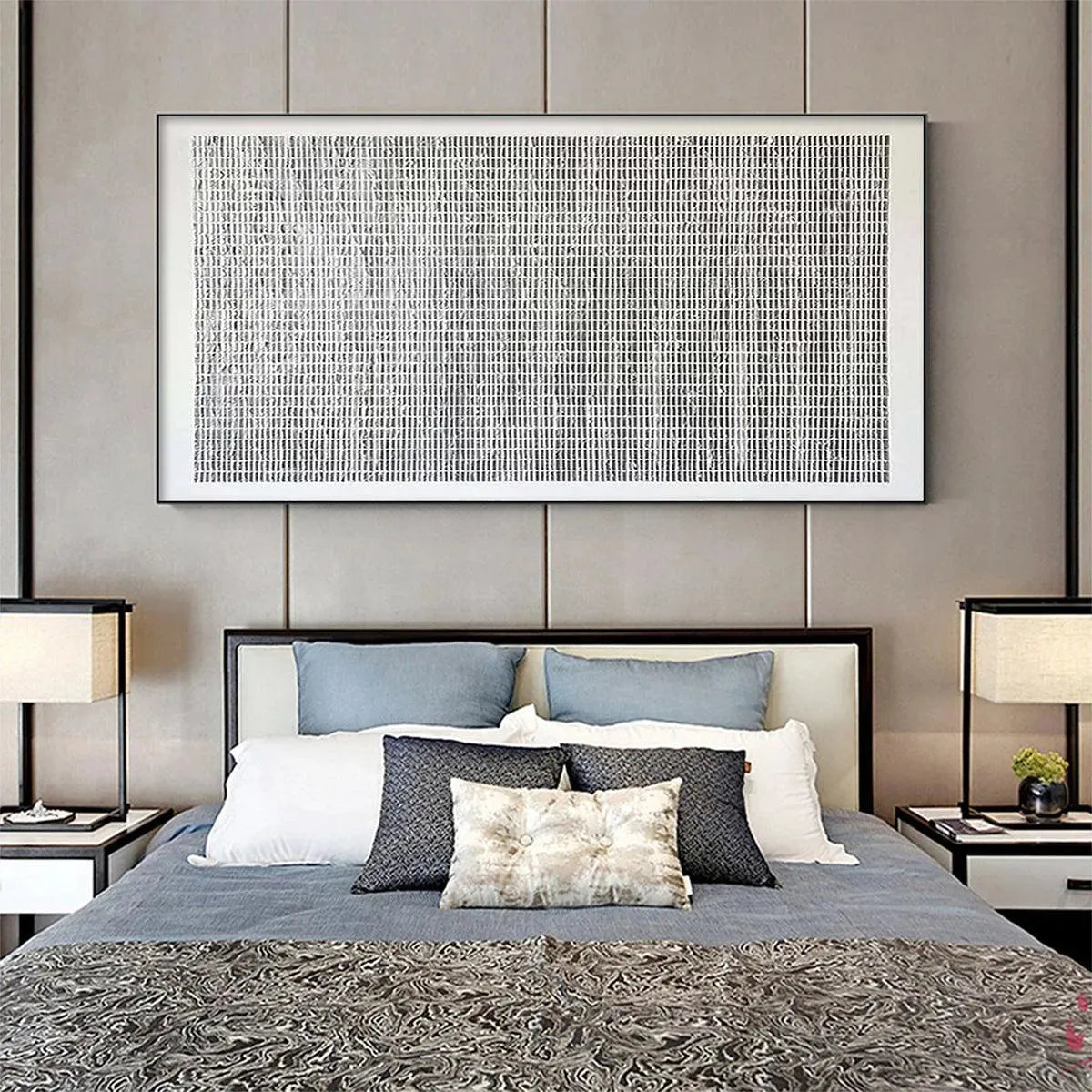 Combed Plaster Art Canvas | Modern Textured White Painting #AA 107