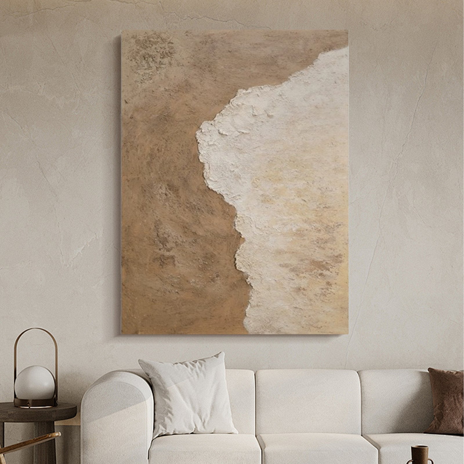 Wabi Sabi  Wall Art | Beige and White Abstract Coastal Painting #TC 238
