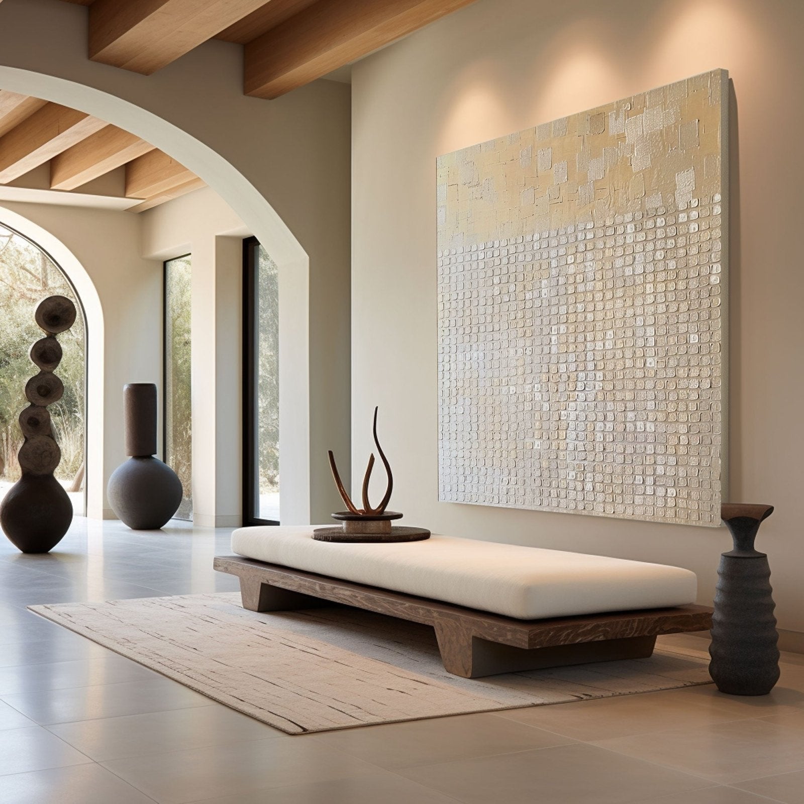 Wabi Sabi Wall Art | Oversized Minimalist Plaster Style Canvas #TC 239