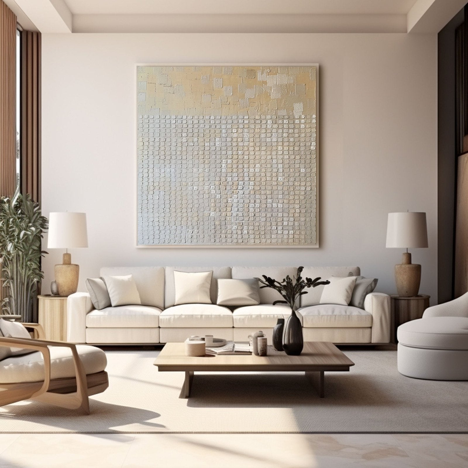 Wabi Sabi Wall Art | Oversized Minimalist Plaster Style Canvas #TC 239