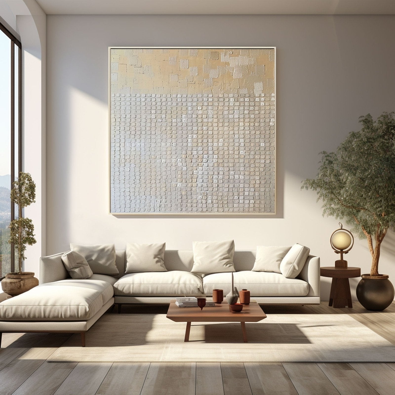 Wabi Sabi Wall Art | Oversized Minimalist Plaster Style Canvas #TC 239