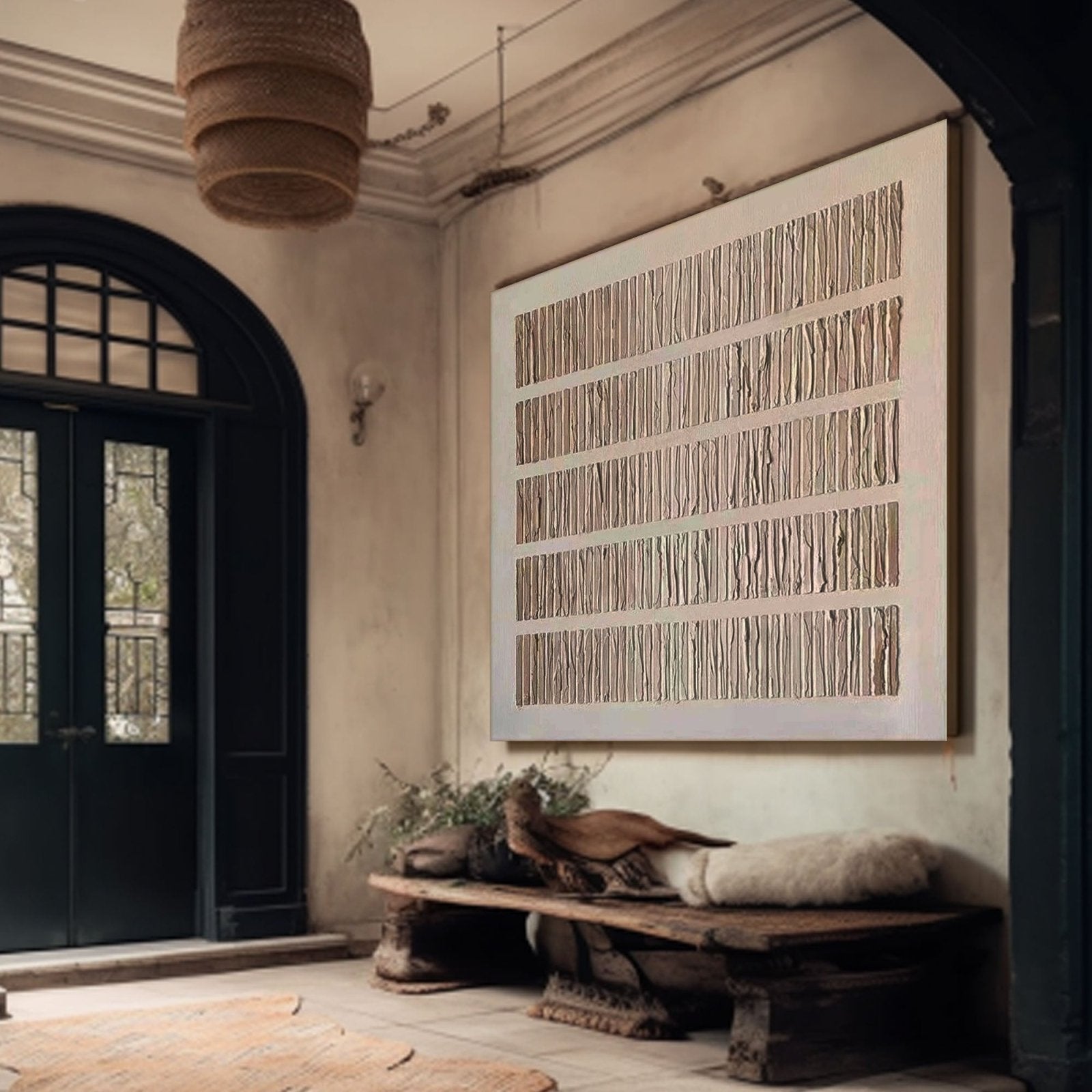 Wabi Sabi Wall Art with Textured Wood Effect | Large Square Canvas #TC 240