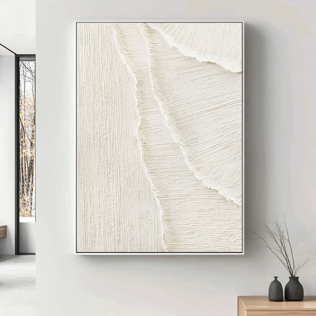 Abstract White Sand Waves Art | Coastal Minimalist Decor #AA 017
