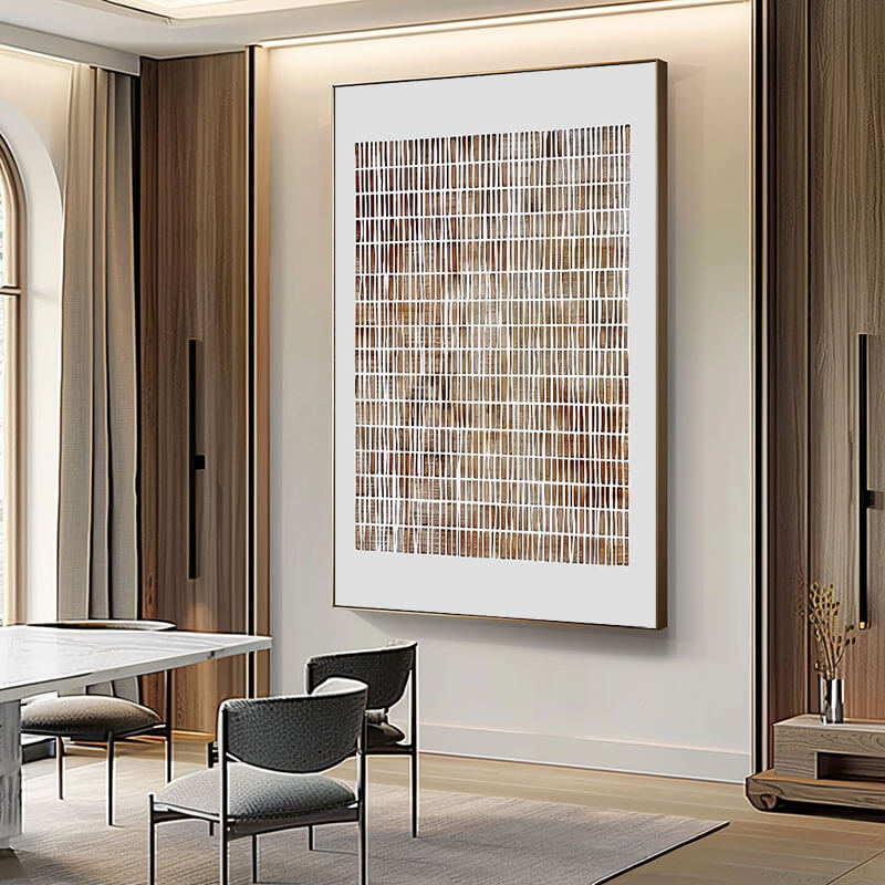 Modern Geometric Linear Art | Brown & Beige Wall Decor#AA 025