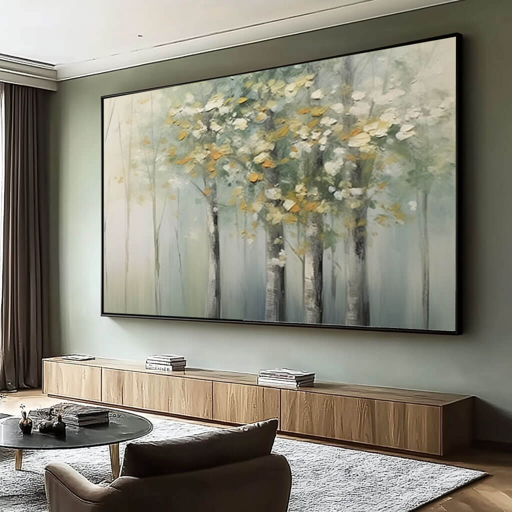 Abstract Birch Tree Forest Painting | Modern Landscape Wall Art #AA 023