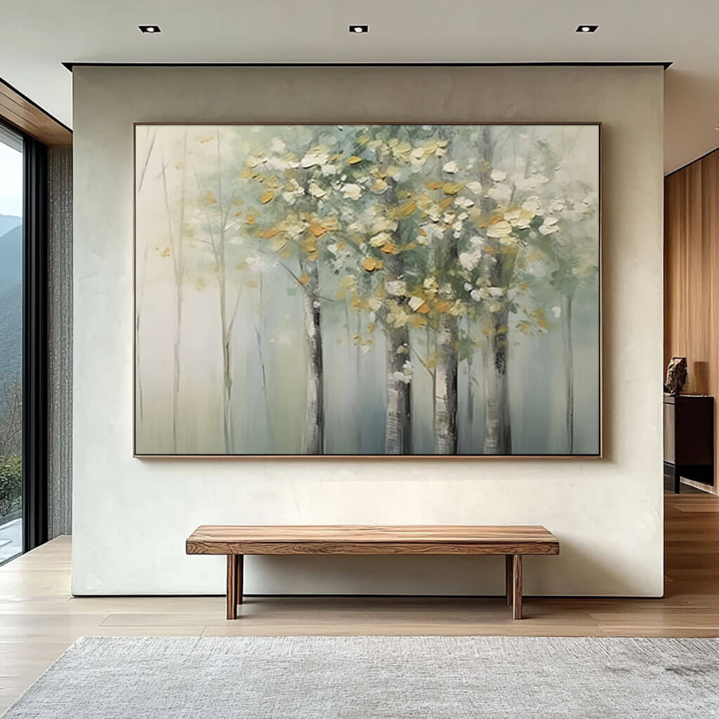 Abstract Birch Tree Forest Painting | Modern Landscape Wall Art #AA 023
