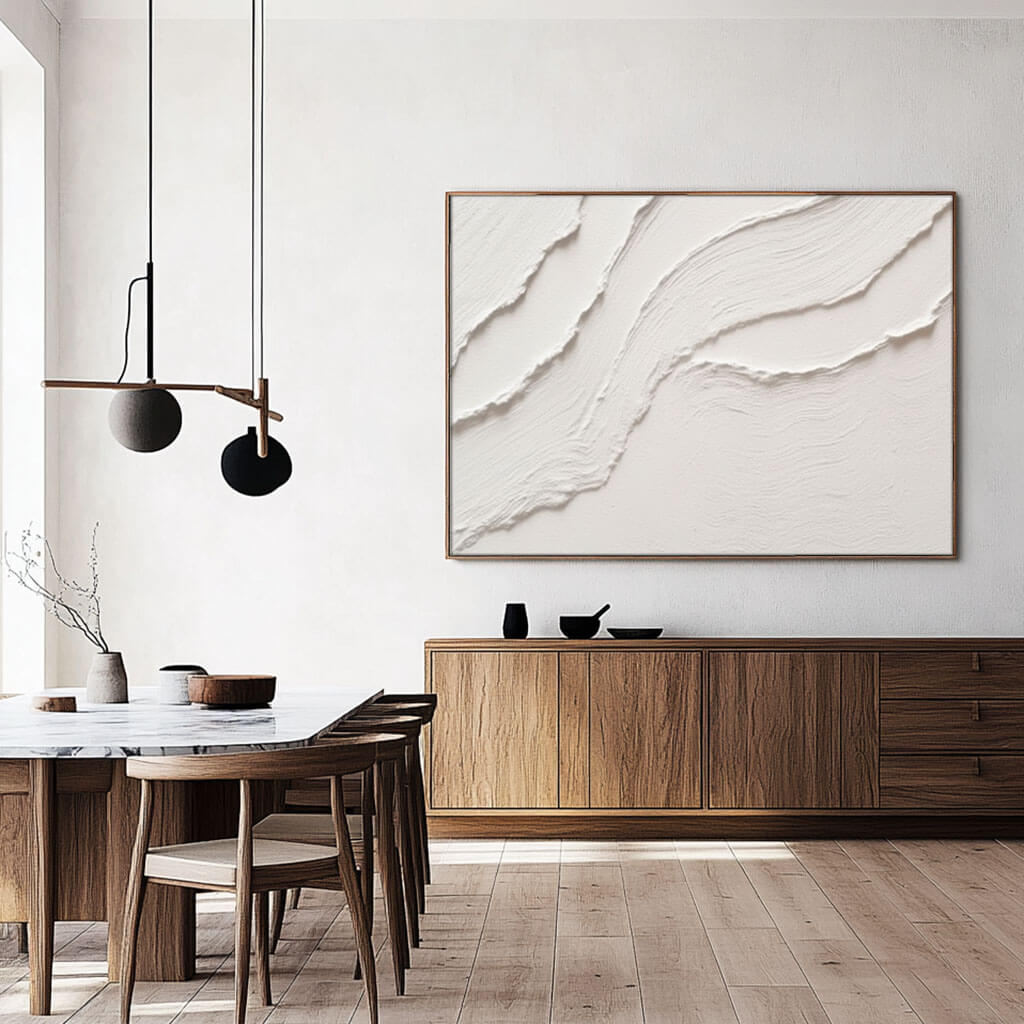 Abstract Topographic Map Art | Minimalist White Painting #AA 242