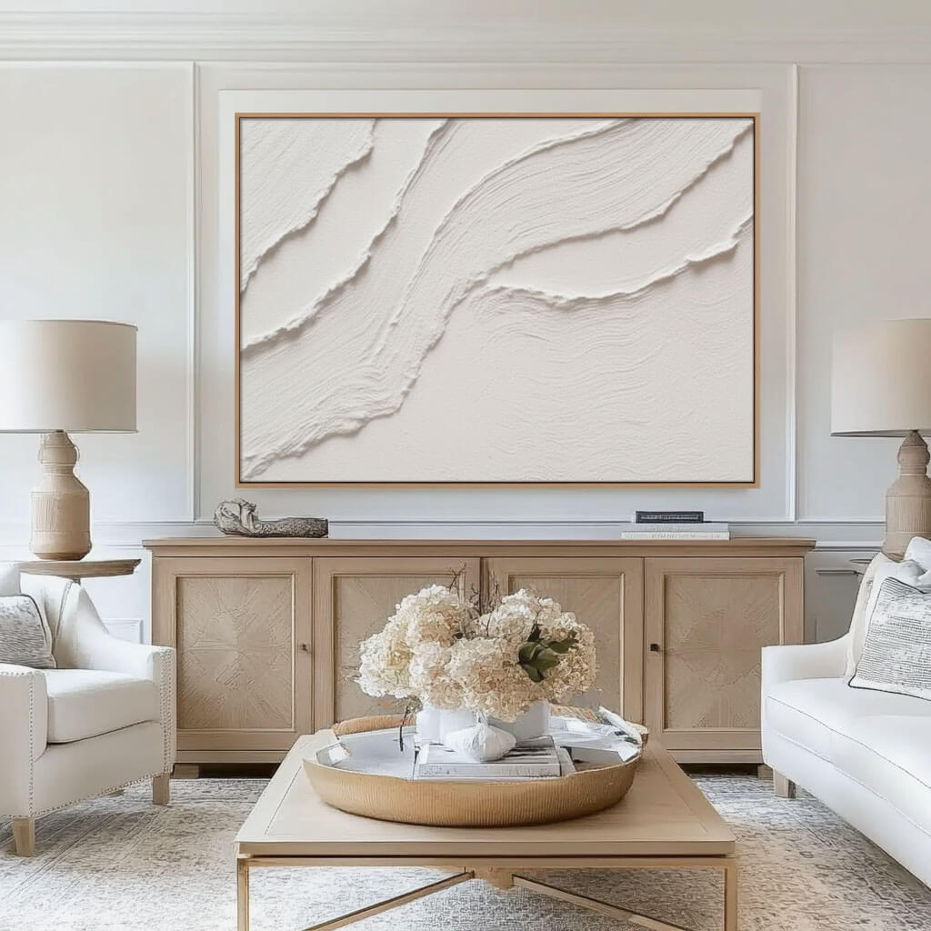 Abstract Topographic Map Art | Minimalist White Painting #AA 242