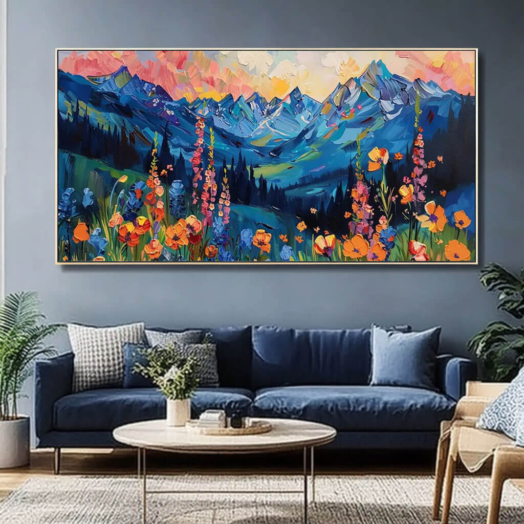 Colorful Mountain Landscape Art | Textured Wall Painting #AA 021