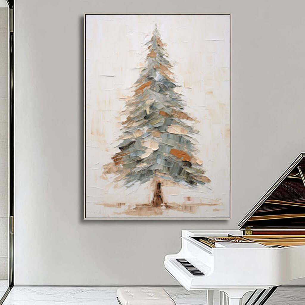 Textured Pine Tree Painting | Palette Knife Impasto Art #AA 269