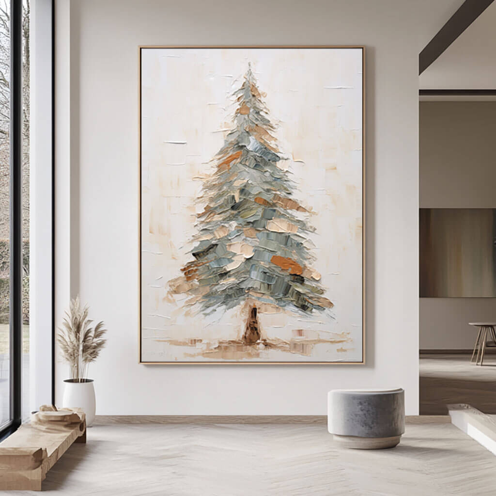 Textured Pine Tree Painting | Palette Knife Impasto Art #AA 269