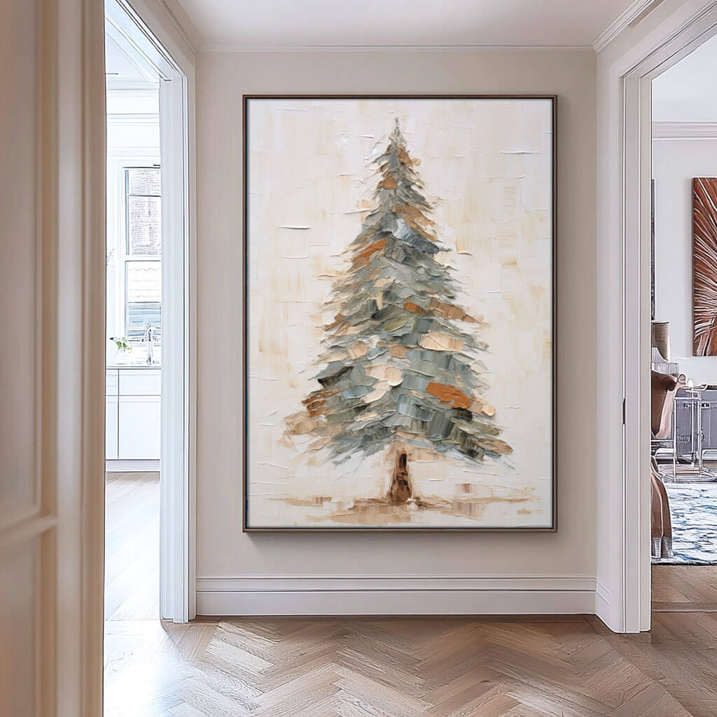 Textured Pine Tree Painting | Palette Knife Impasto Art #AA 269