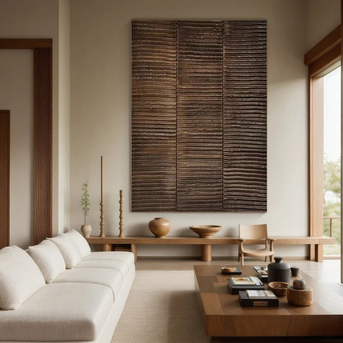 Large Rustic Panel Wall Art | Wabi-Sabi Inspired Textured Decor #JJ 065