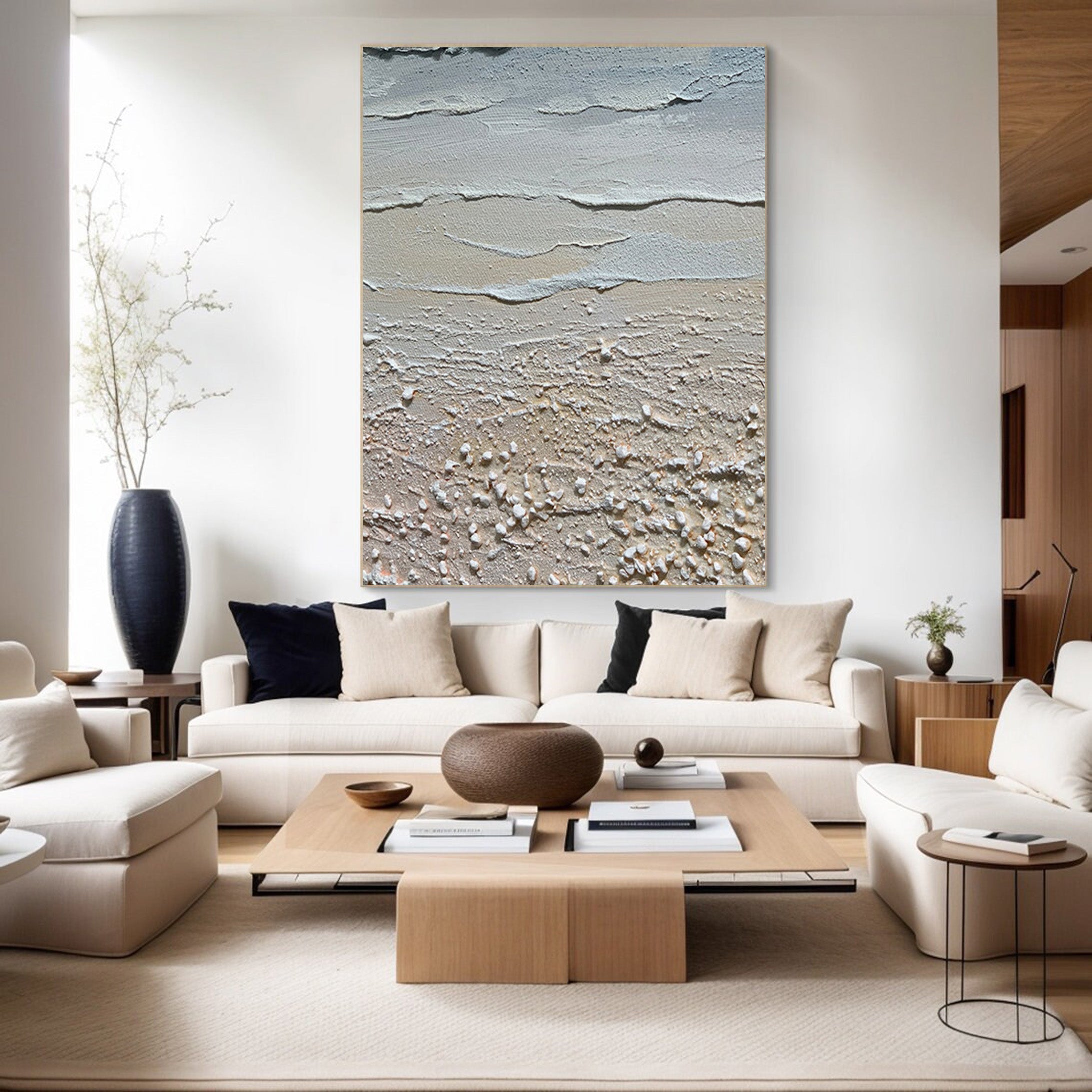 3D Textured Coastal Art | Sand and Sea Abstract Painting #JJ 068