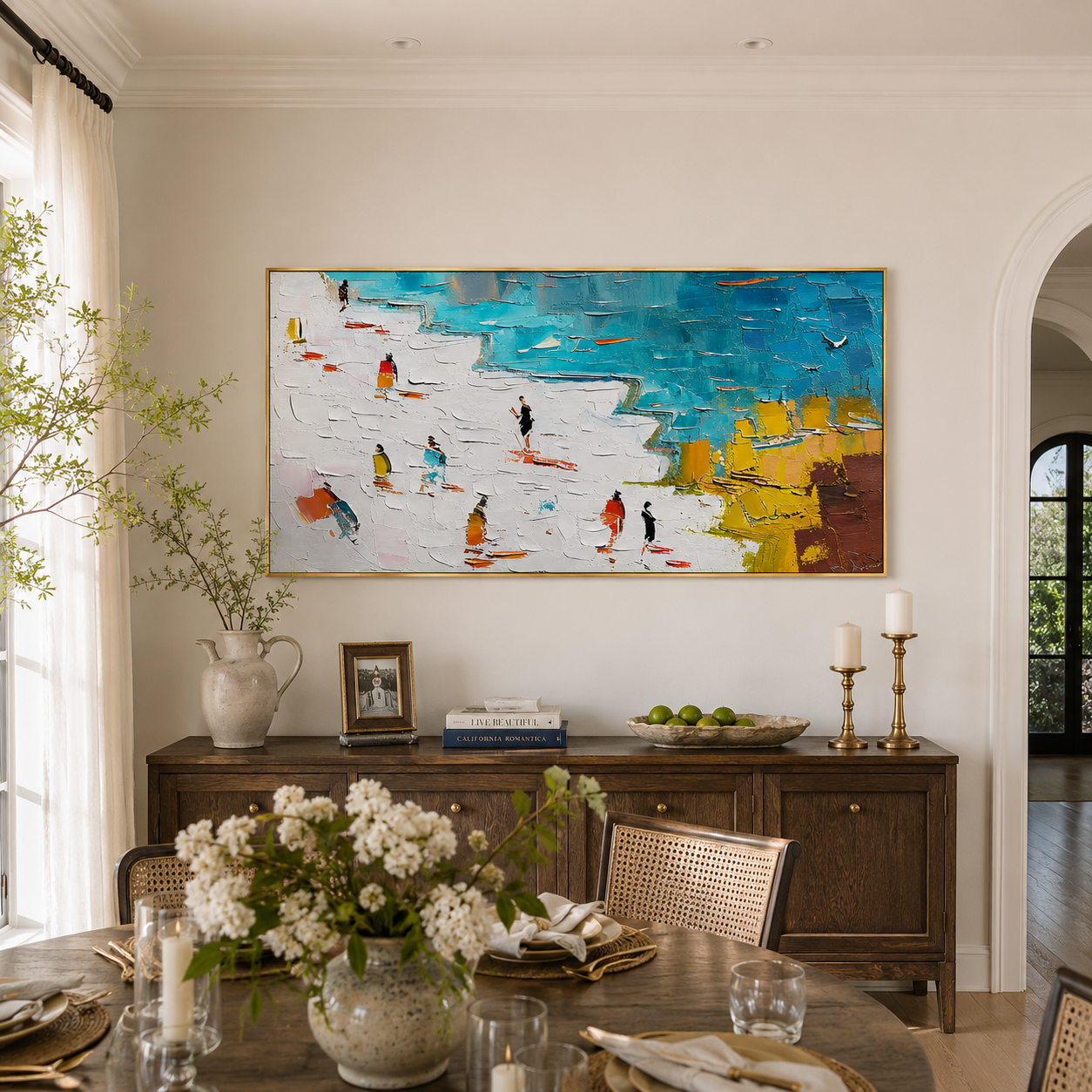 Coastal Promenade – Textured Colorful Panoramic Wall Art