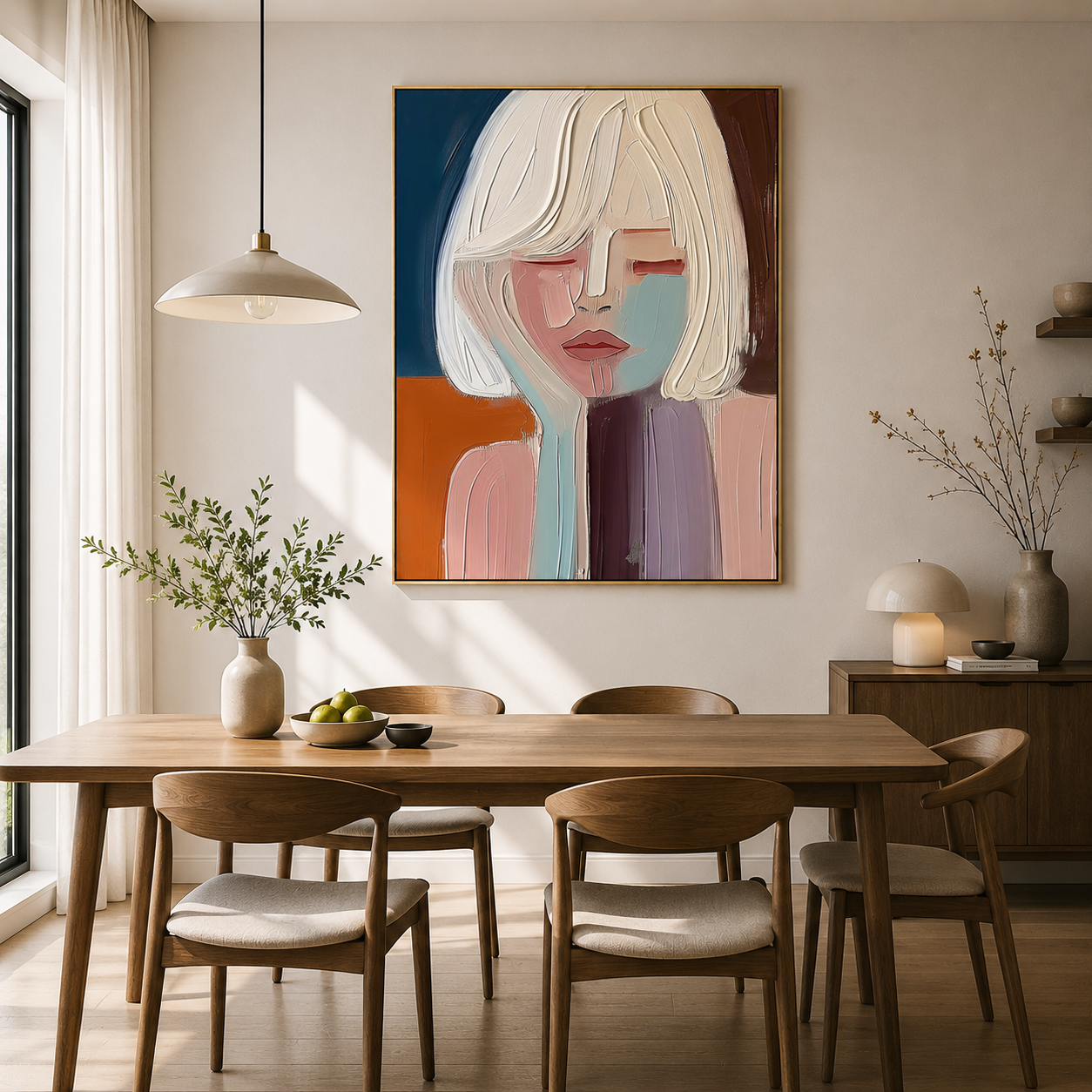 Modern Abstract Portrait Wall Art – Textured Female Oil Painting – Artreeoil