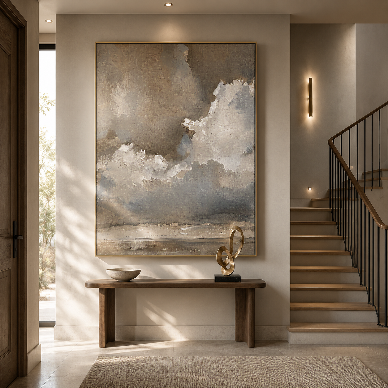 Mist Over Horizon – Neutral Abstract Landscape Wall Art