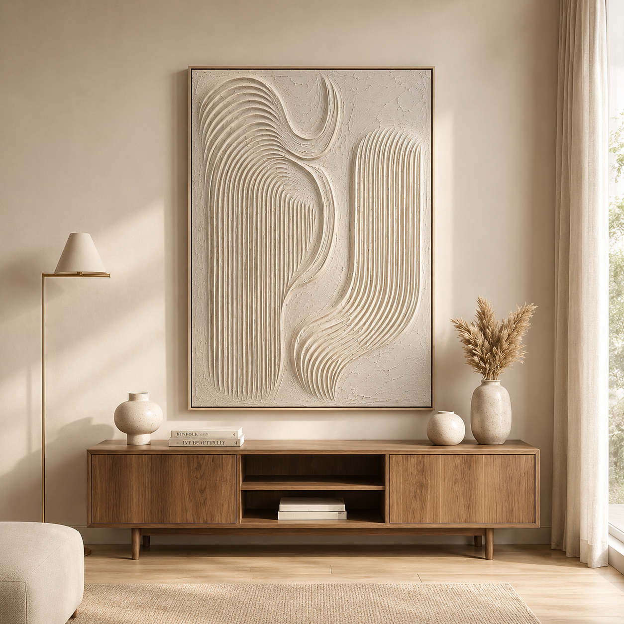 Ivory Flow – Plaster Texture Wall Art