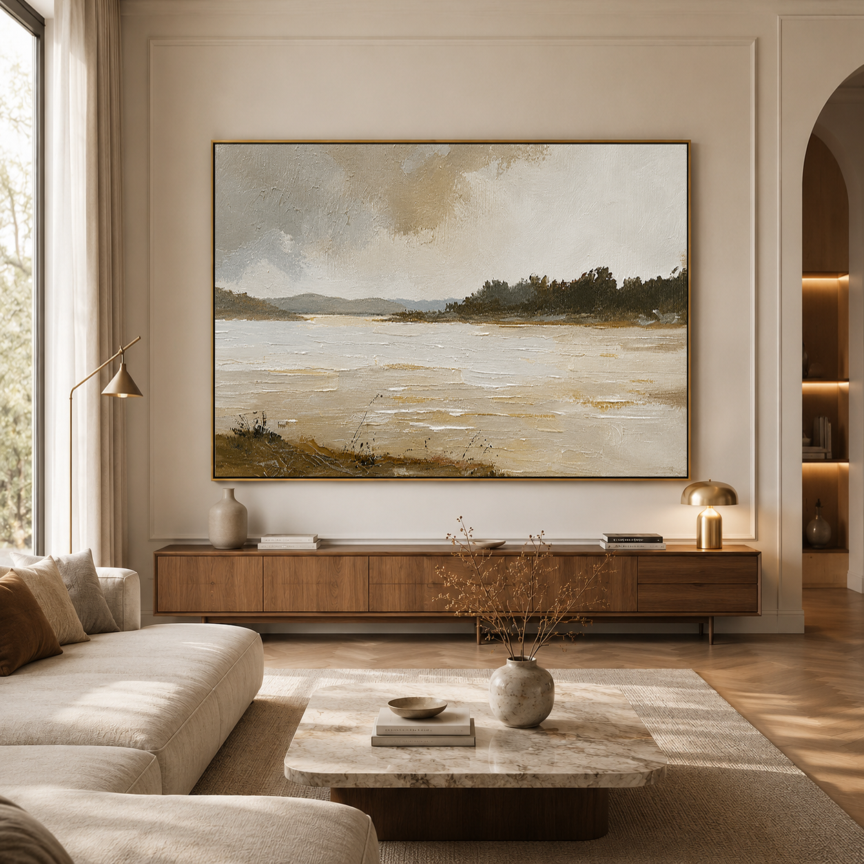 Quiet Shore – Neutral Coastal Landscape Minimalist Wall Art