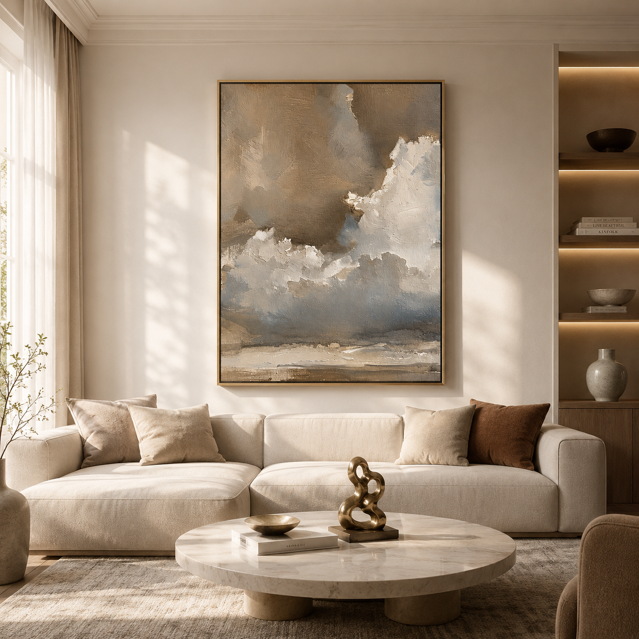 Mist Over Horizon – Neutral Abstract Landscape Wall Art