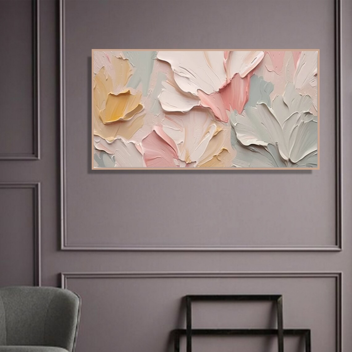 Textured Abstract Floral Painting - Pastel Wall Art #TC 094