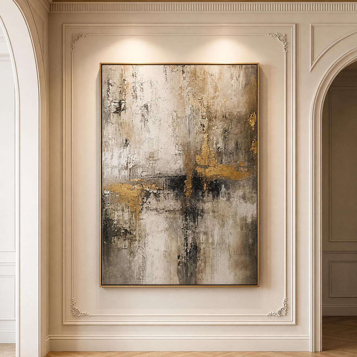 Golden Echoes – Luxury Textured Abstract Wall Art