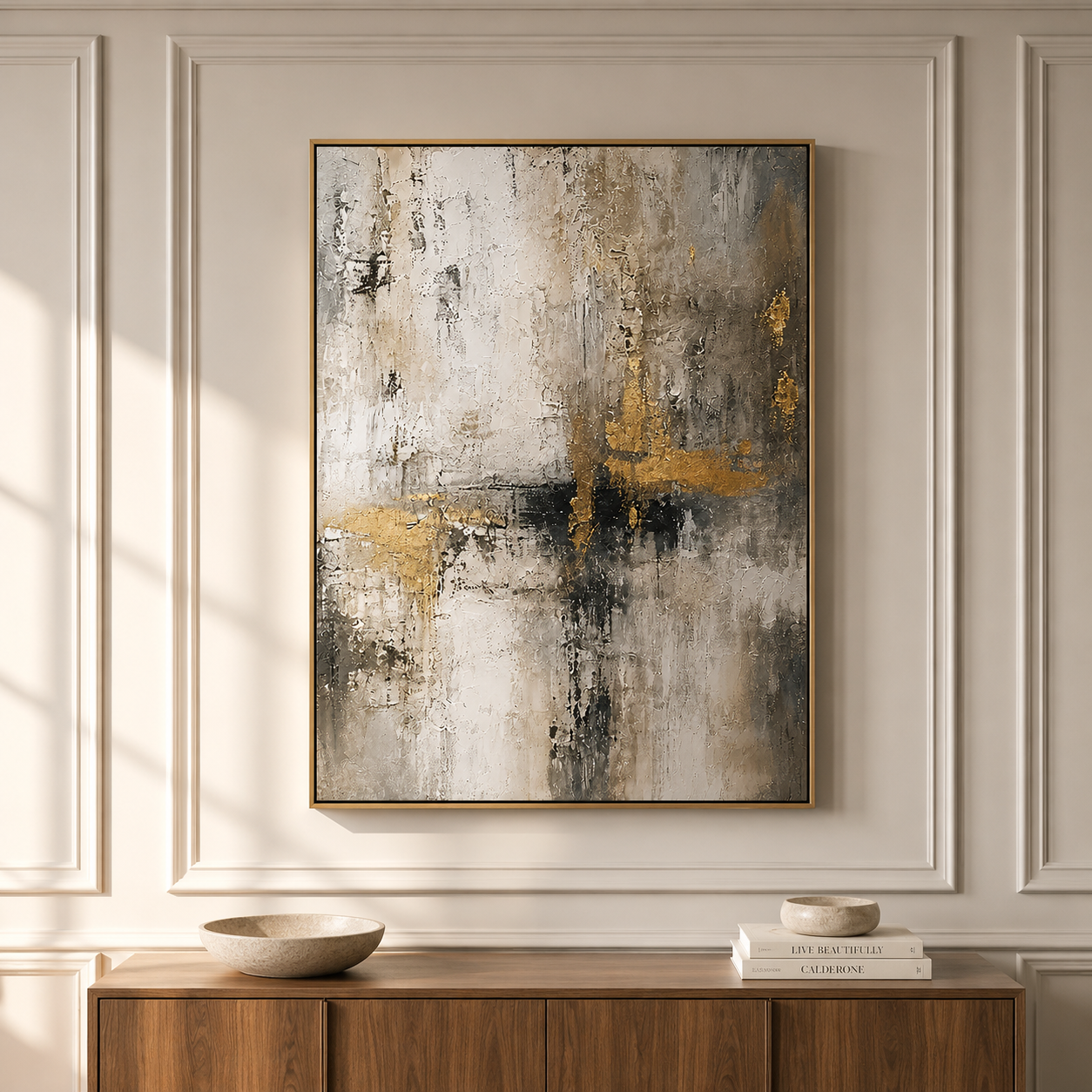Golden Echoes – Luxury Textured Abstract Wall Art