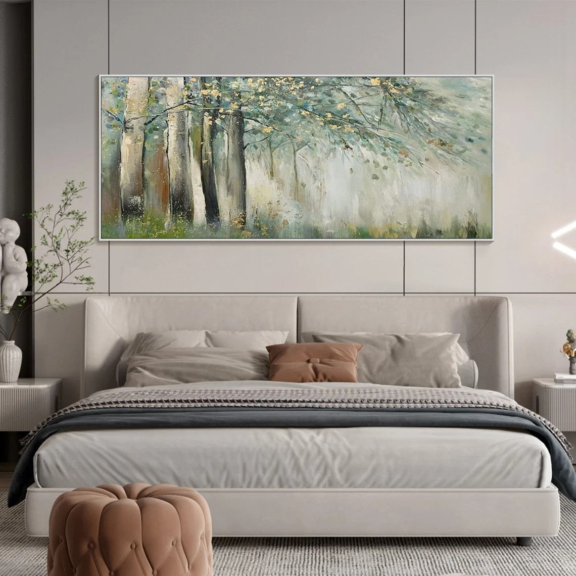 Impressionistic Forest Oil Painting - Misty Woodland Scene #JJ 020