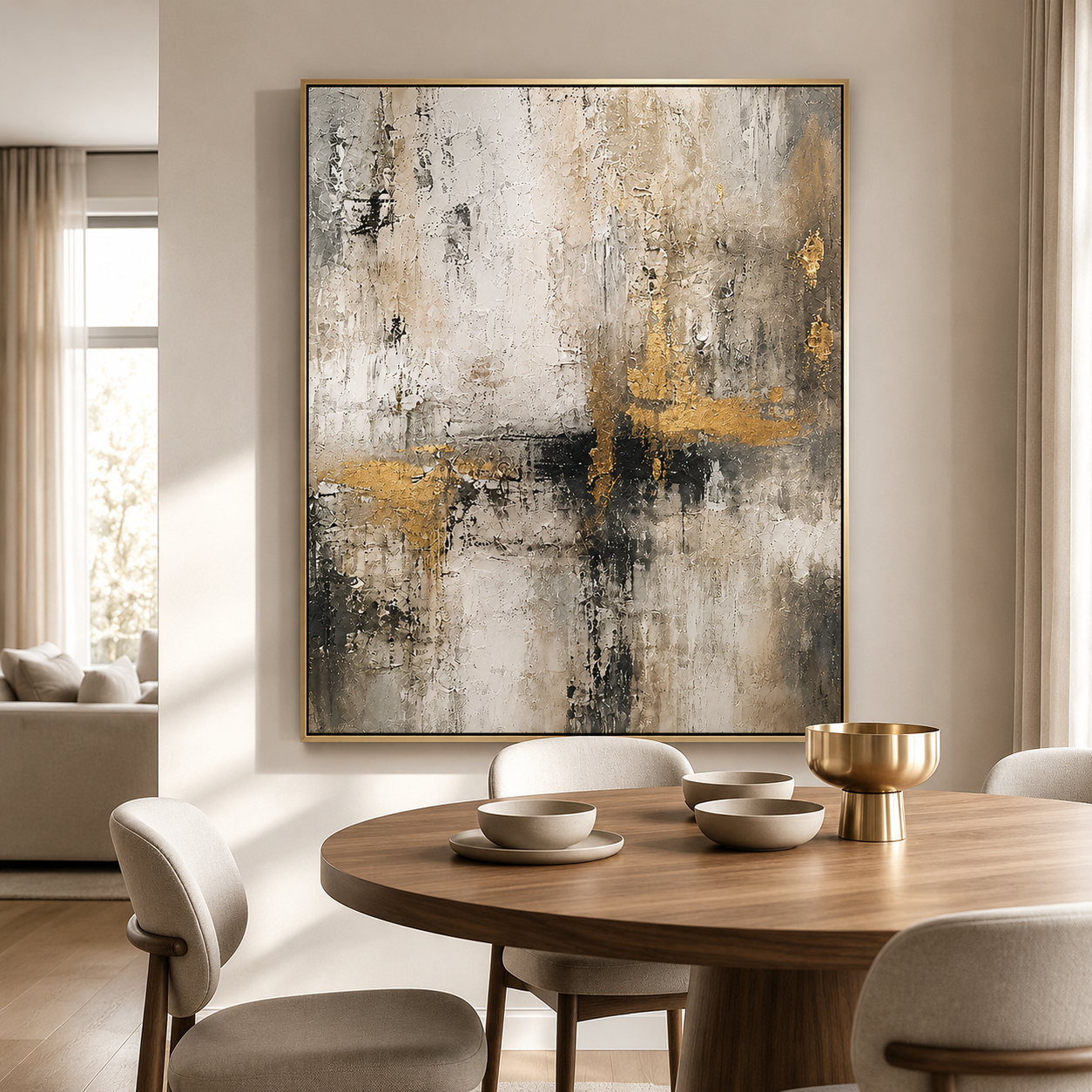 Golden Echoes – Luxury Textured Abstract Wall Art