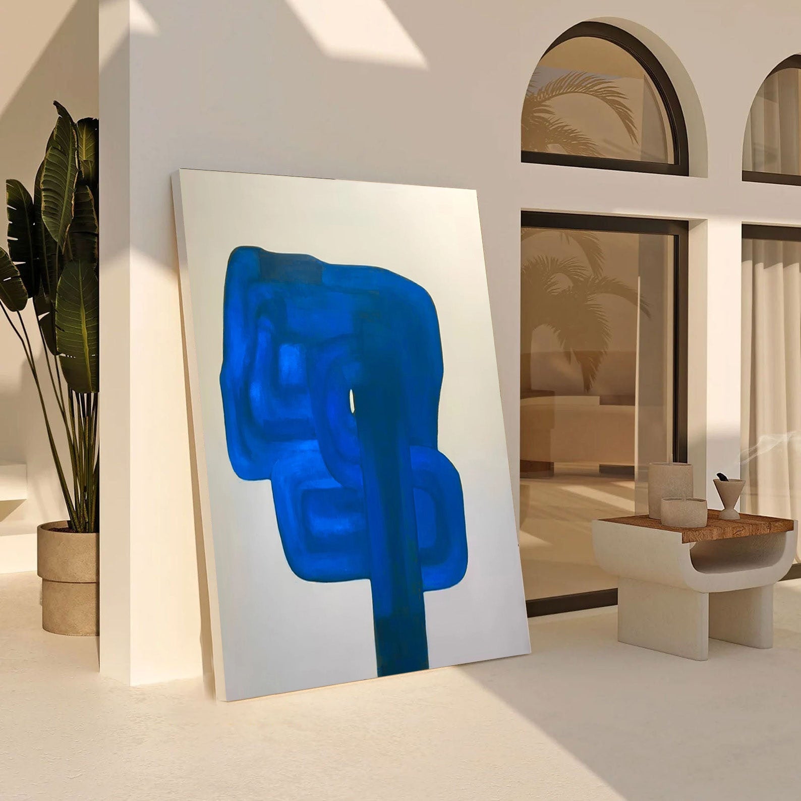 Oversized Cobalt Blue Abstract Painting | Contemporary Wall Art #JJ 066