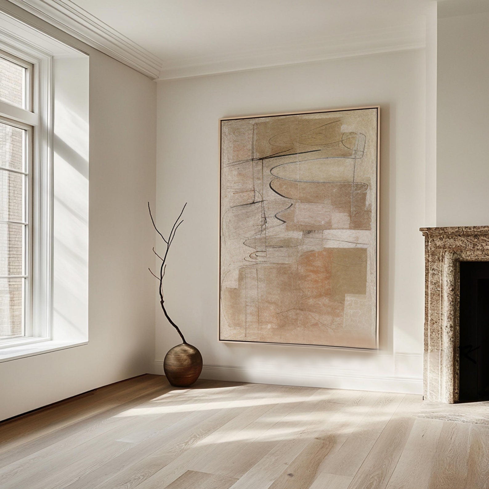 Modern Abstract Drawing - Black Line Texture Shapes #TB 025