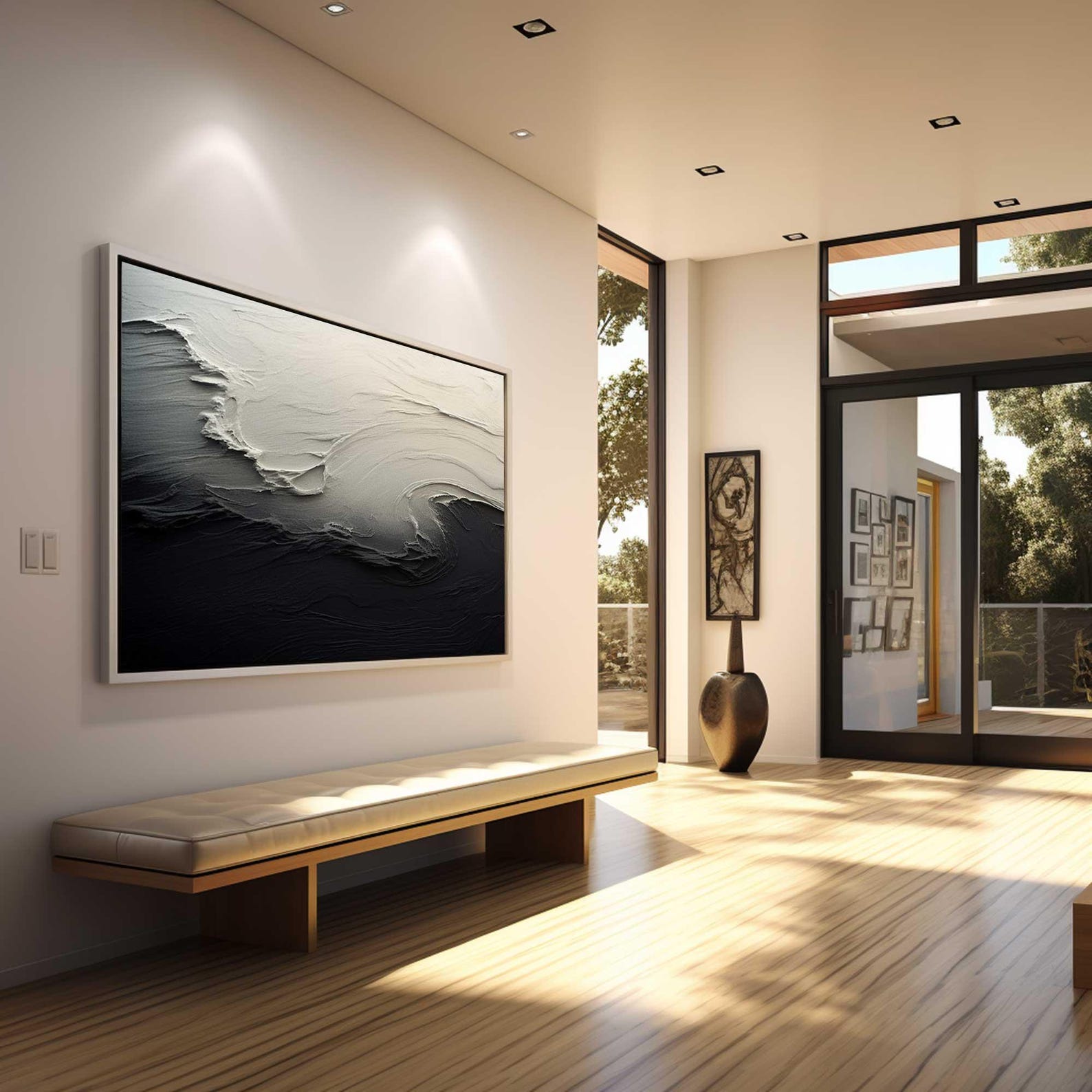 Black & White Abstract Art, 3D Texture Decor #TB 033