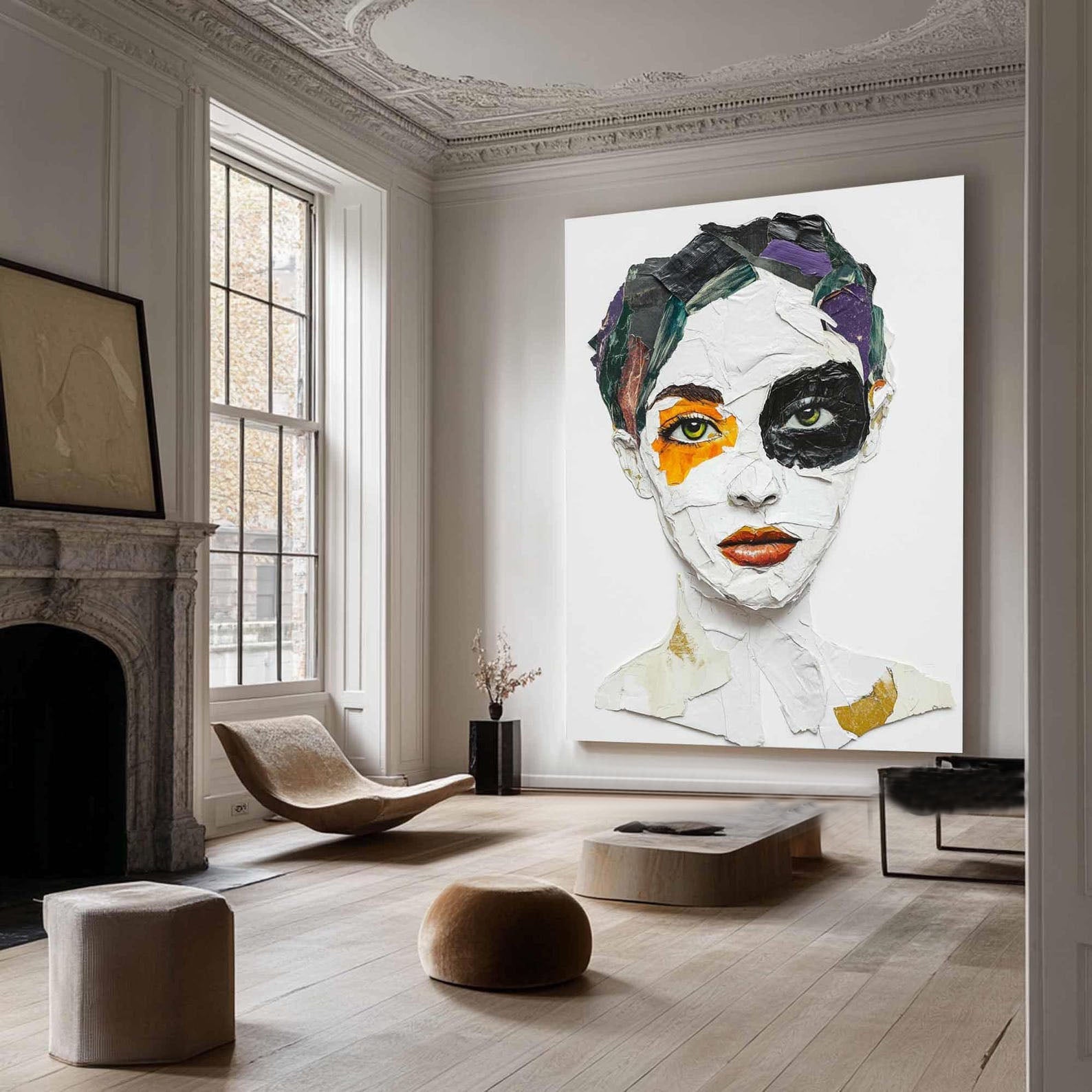 Vivid Color Abstract Portrait Painting, Modern Art Wall Art #TB 041