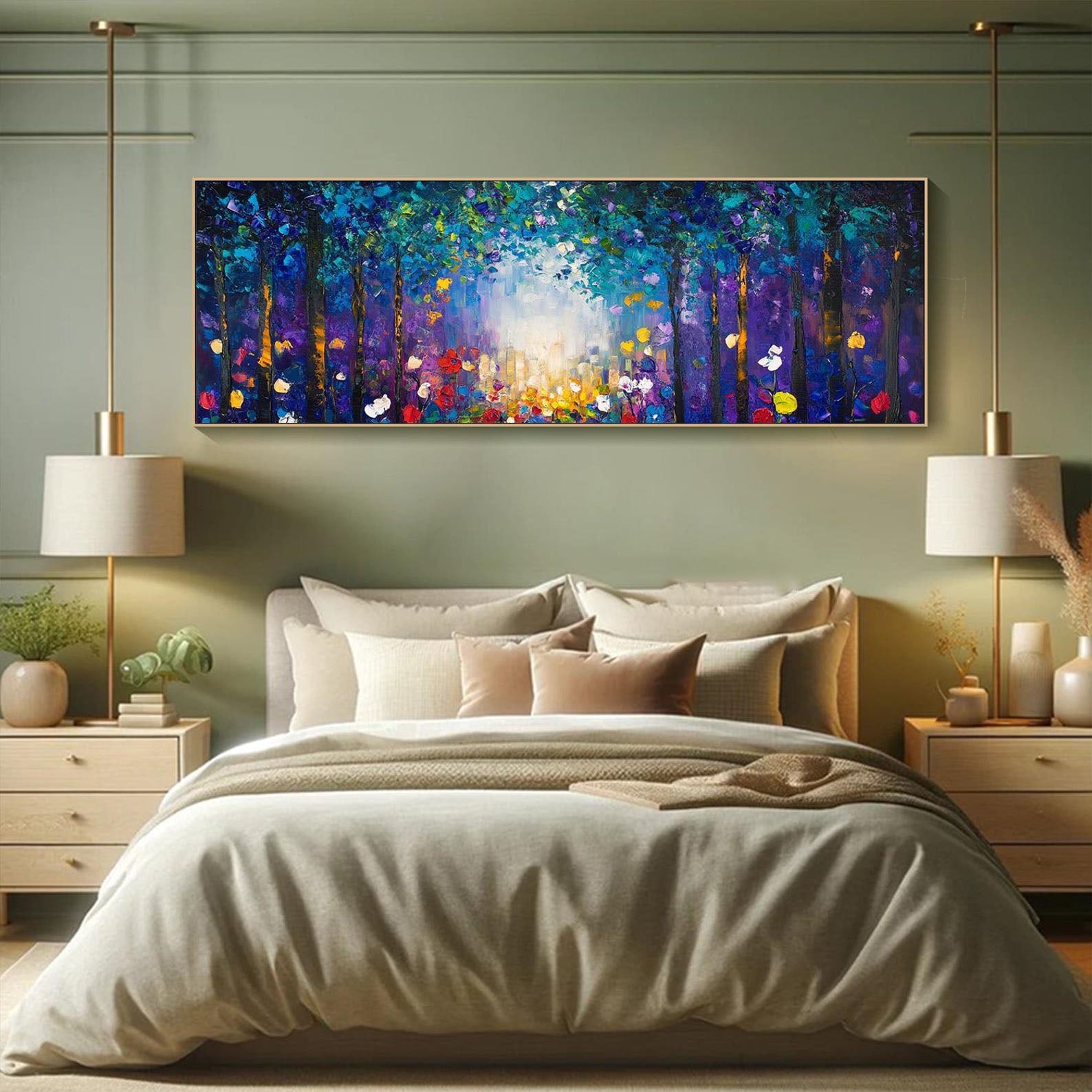 Impressionist Forest Floral Oil Painting - Vibrant Nature Art #TB 018