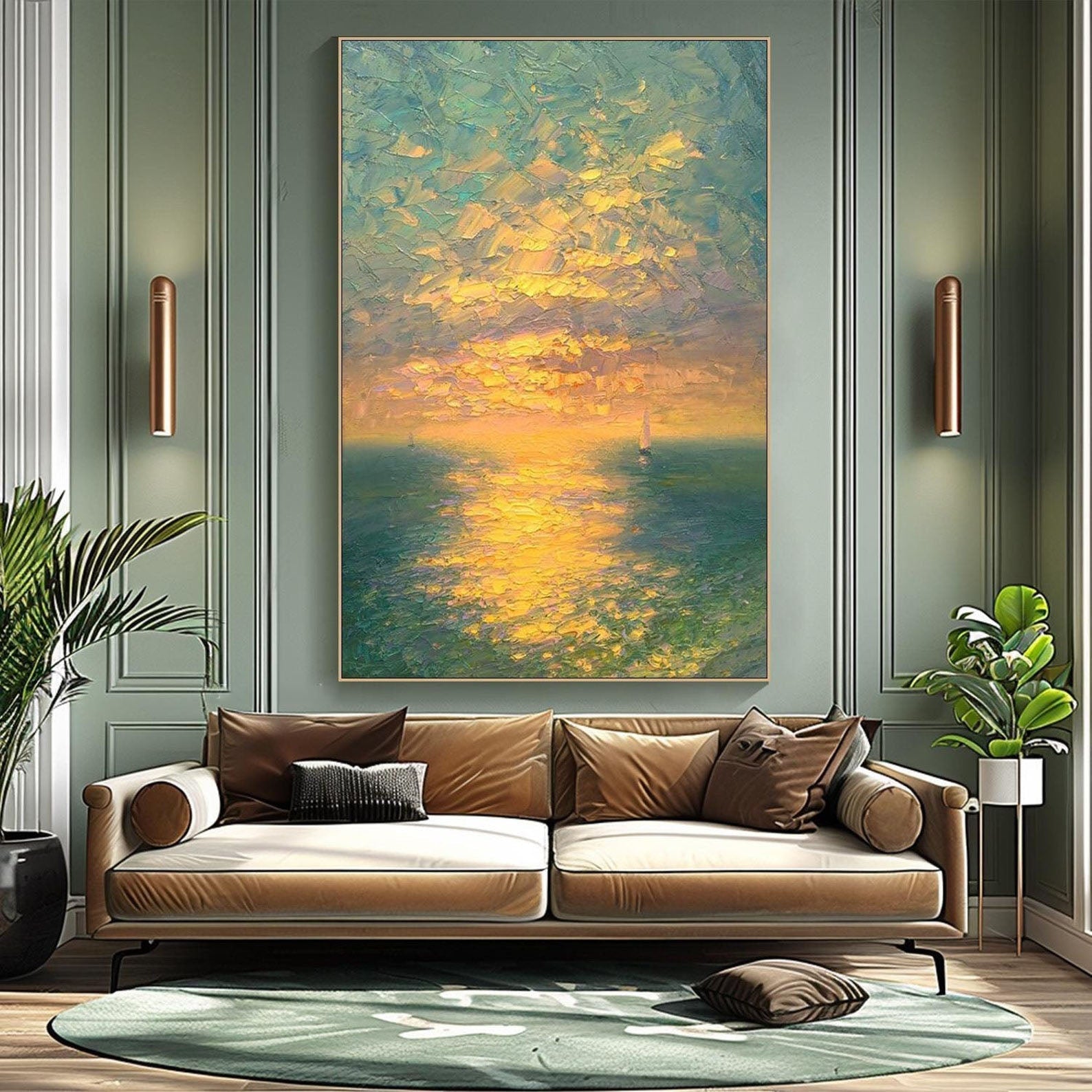 Unique Sunrise Seascape Art Wall Painting #TB 017