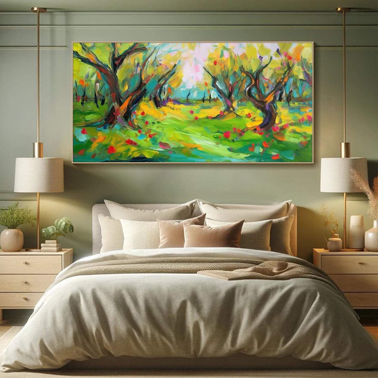 Vibrant Color Abstract Landscape Oil Painting, Modern Art Wall Decor #TB 043