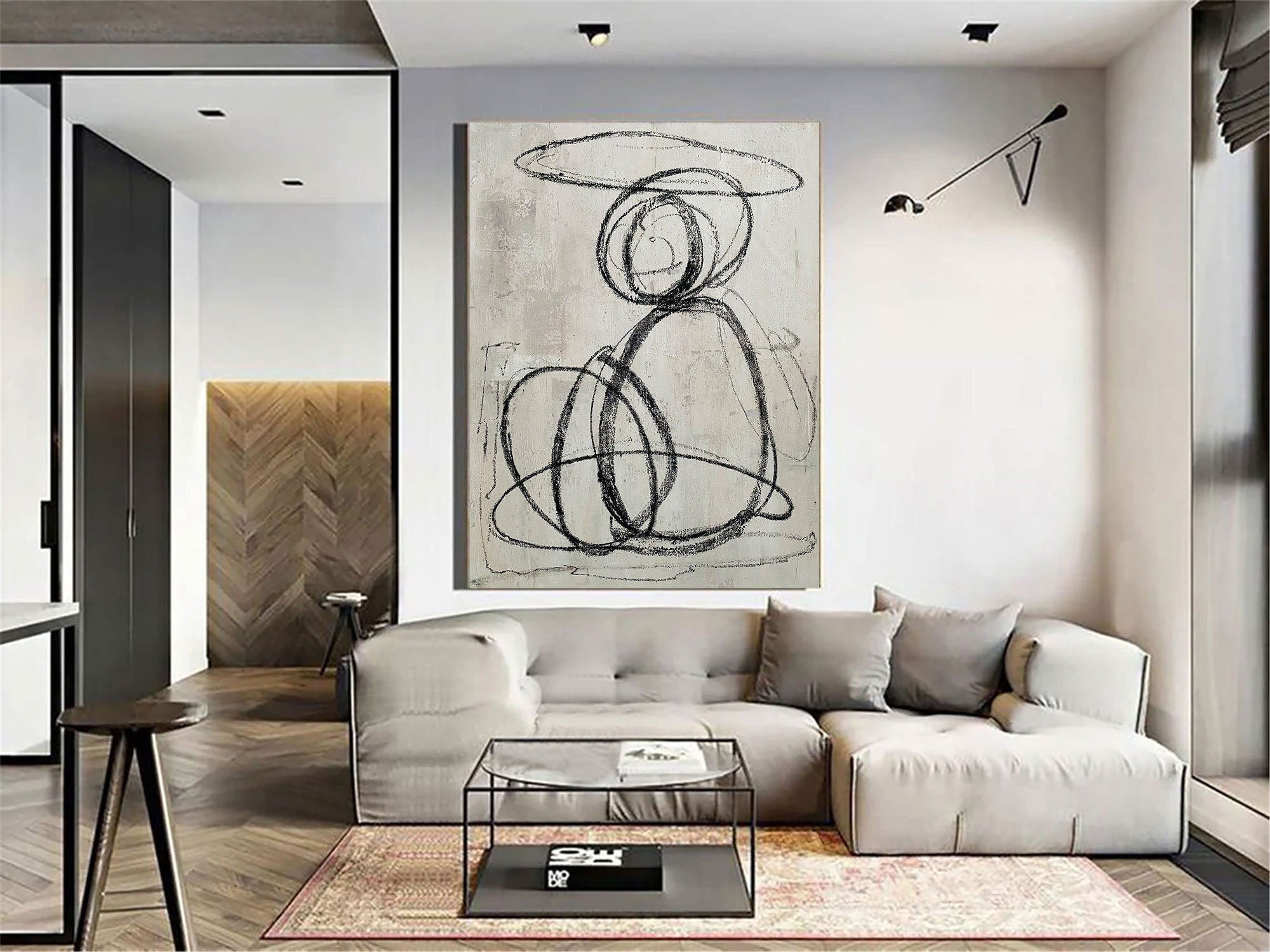 Unique Black and White Abstract Line Artwork for Wall Decor #TB 002