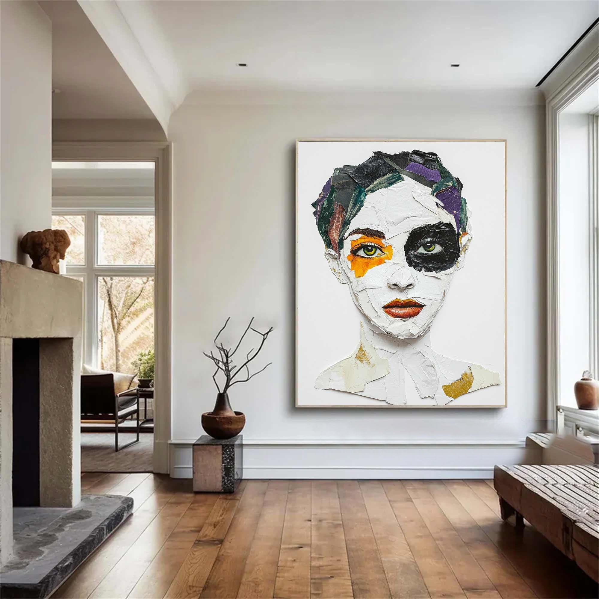 Vivid Color Abstract Portrait Painting, Modern Art Wall Art #TB 041