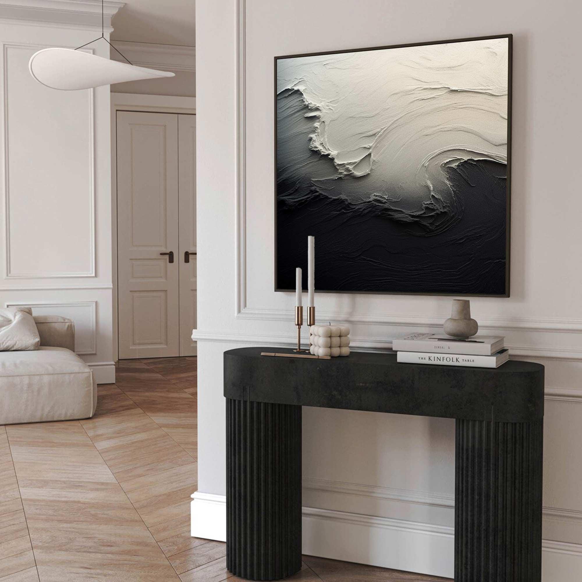 Black & White Abstract Art, 3D Texture Decor #TB 033